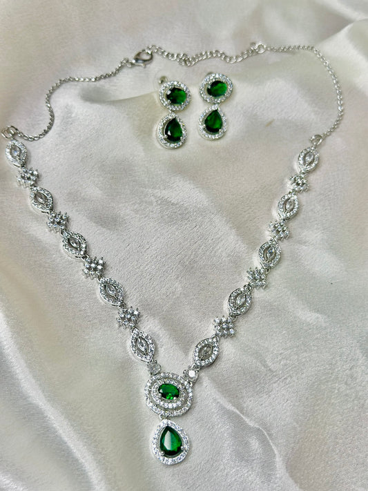 Emerald Elegance American Diamond Set.