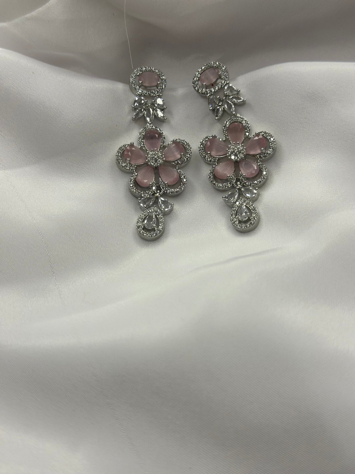 Blush Bloom AD Necklace & Earring Set
