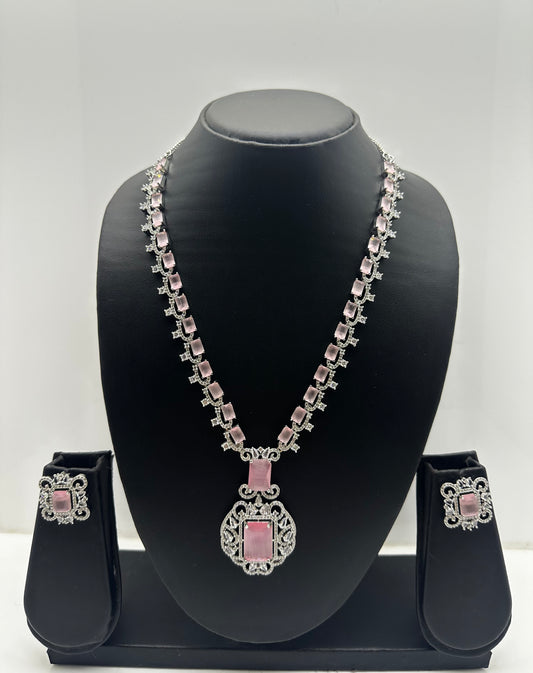 Rose Quartz Necklace & Earring Set
