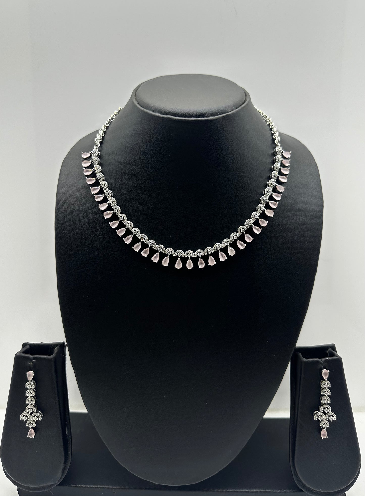 Pink Elegance AD Jewellery Set