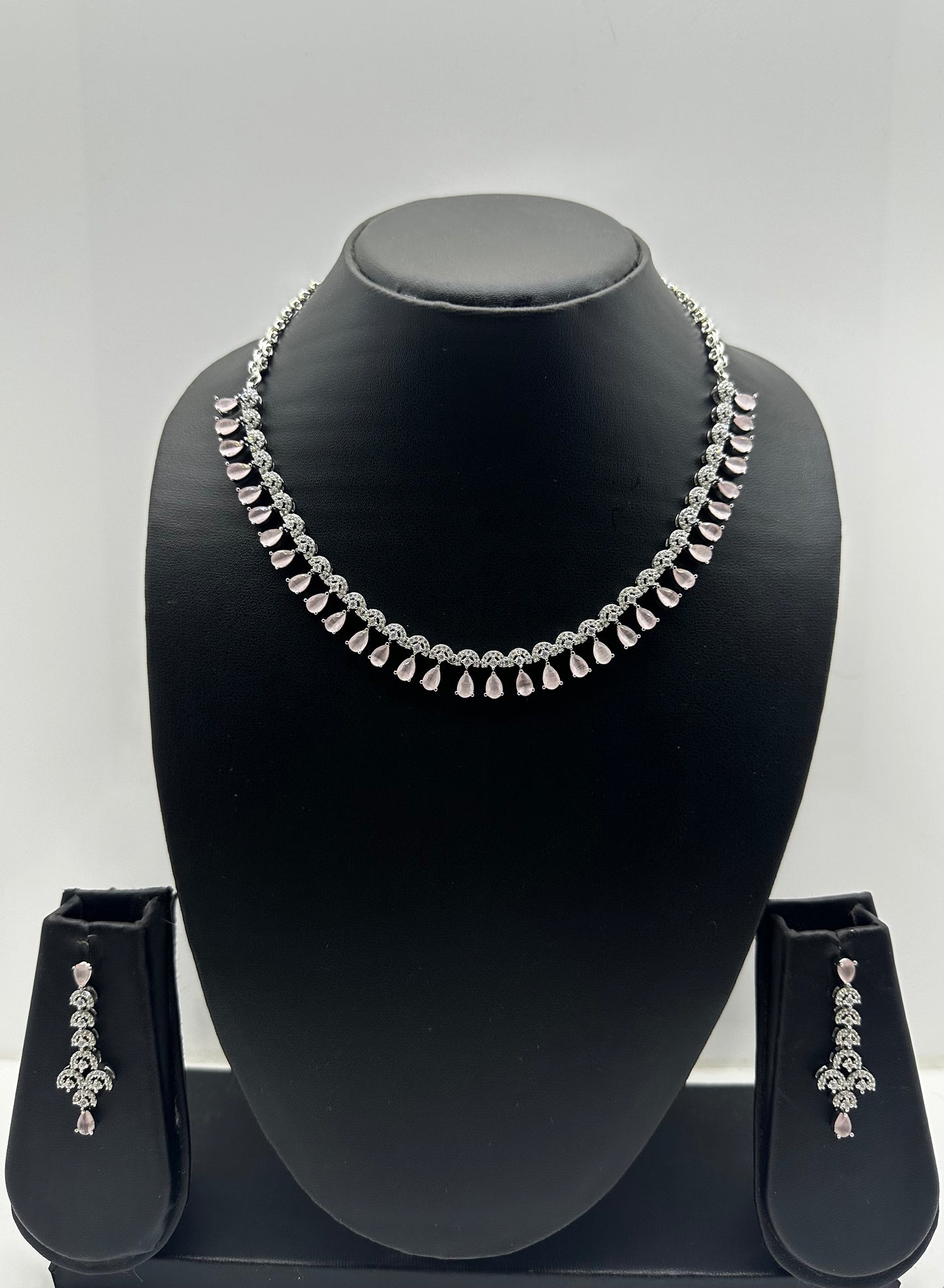 Pink Elegance AD Jewellery Set