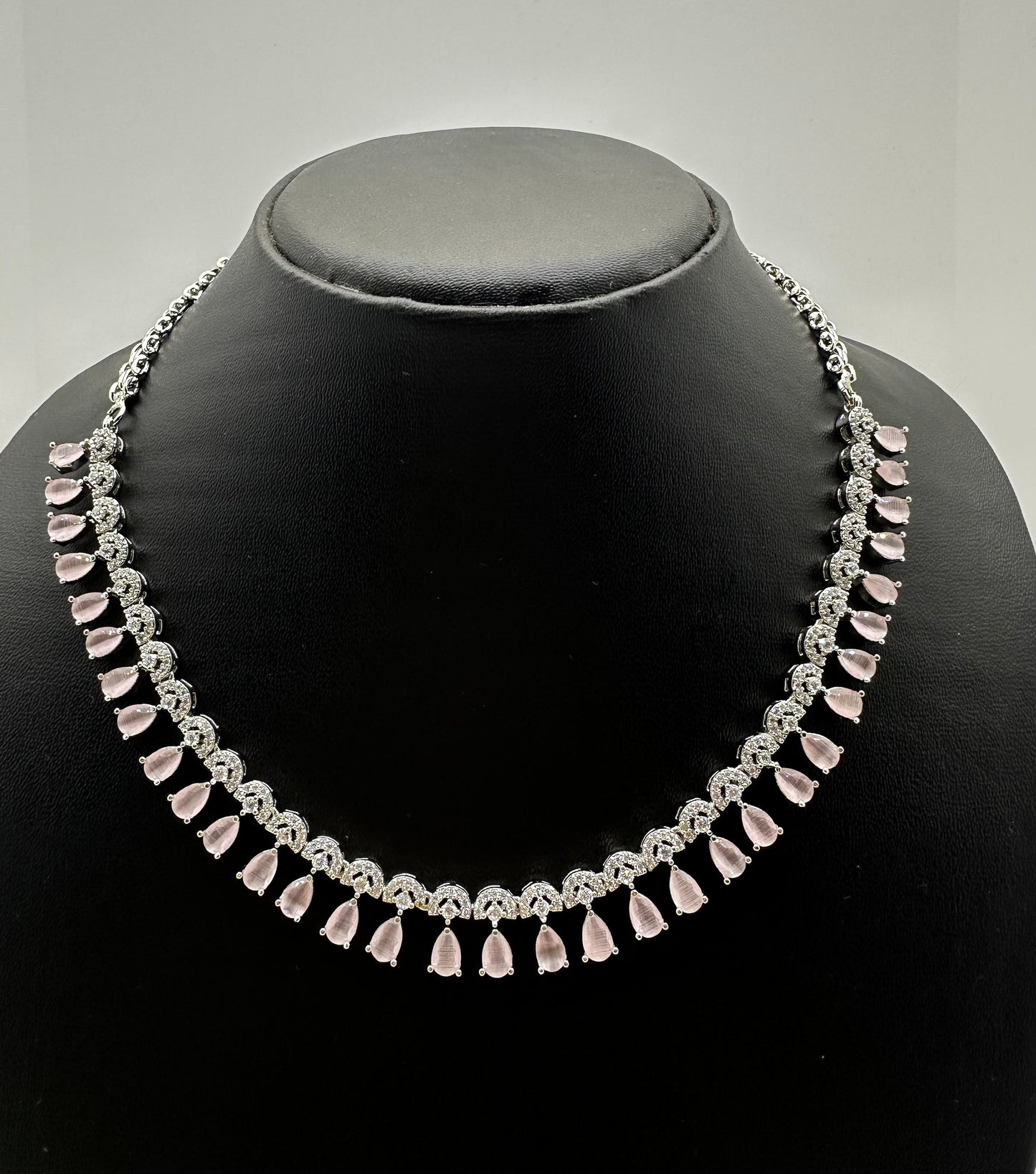 Pink Elegance AD Jewellery Set