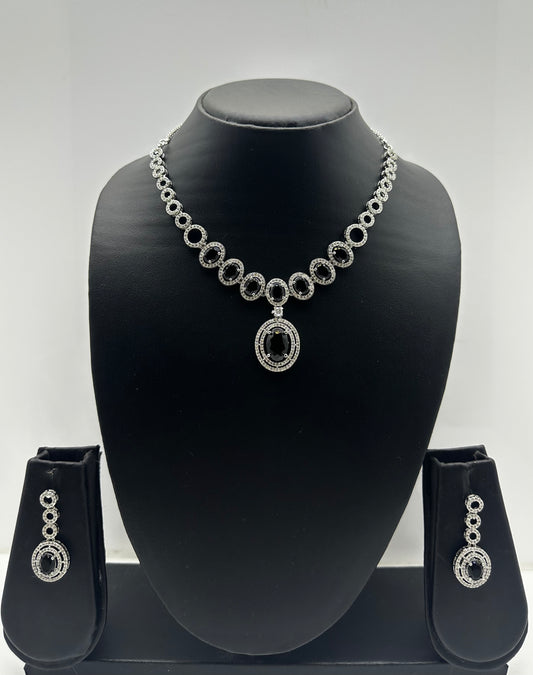 Onyx Elegance – Black Stone Necklace & Earring Set