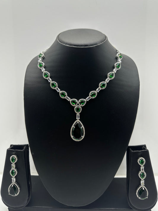 Crystal Mint Royal Necklace & Earring Set