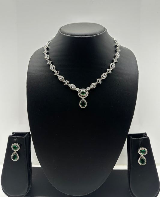 Emerald Elegance American Diamond Set.