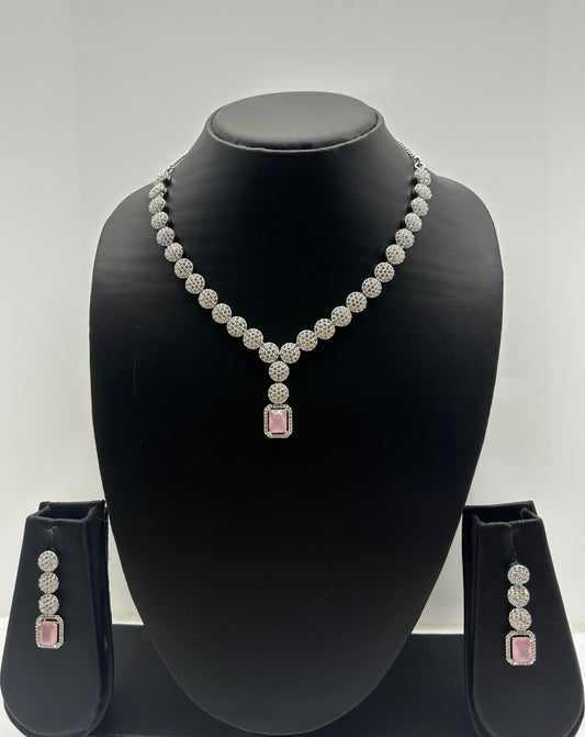 Plum Radiance AD Necklace & Earring Set