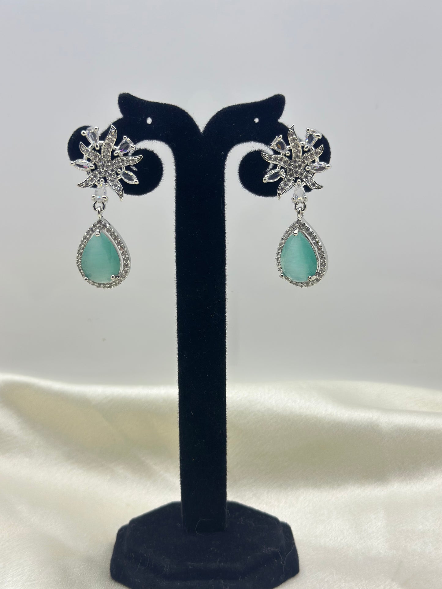 Aqua Crystal Drop American diamond Earring