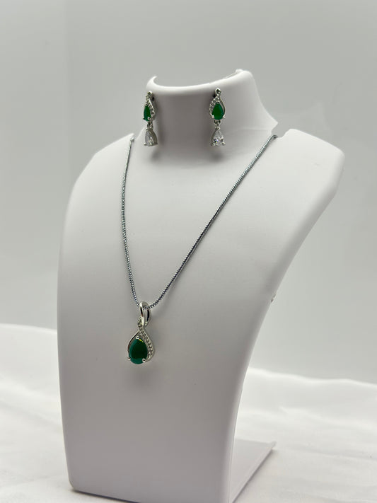 Emerald Grace American diamond Pendant Set