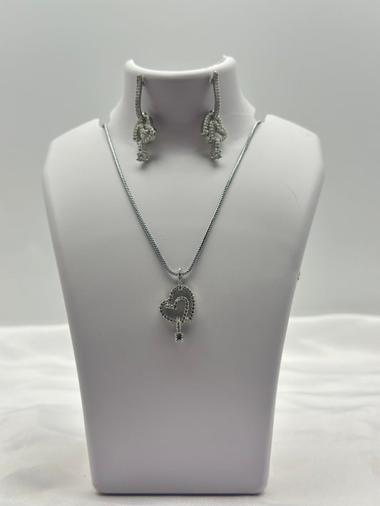 Key to My Heart American diamond Pendant Set