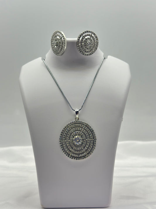 Celestial  Circle American diamond Pendant Set