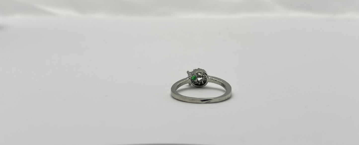 Emerald Solitaire American diamond Ring