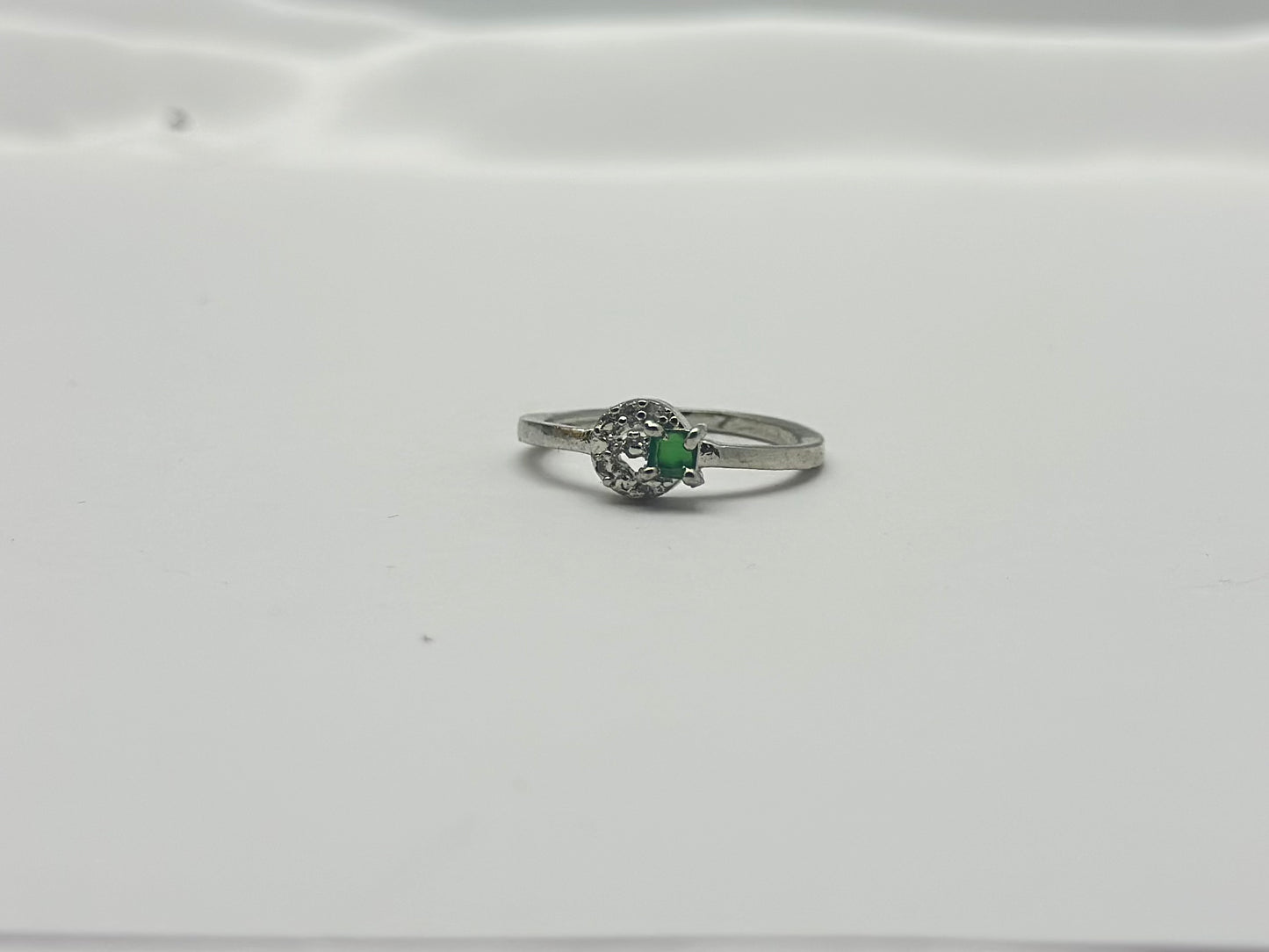 Emerald Solitaire American diamond Ring