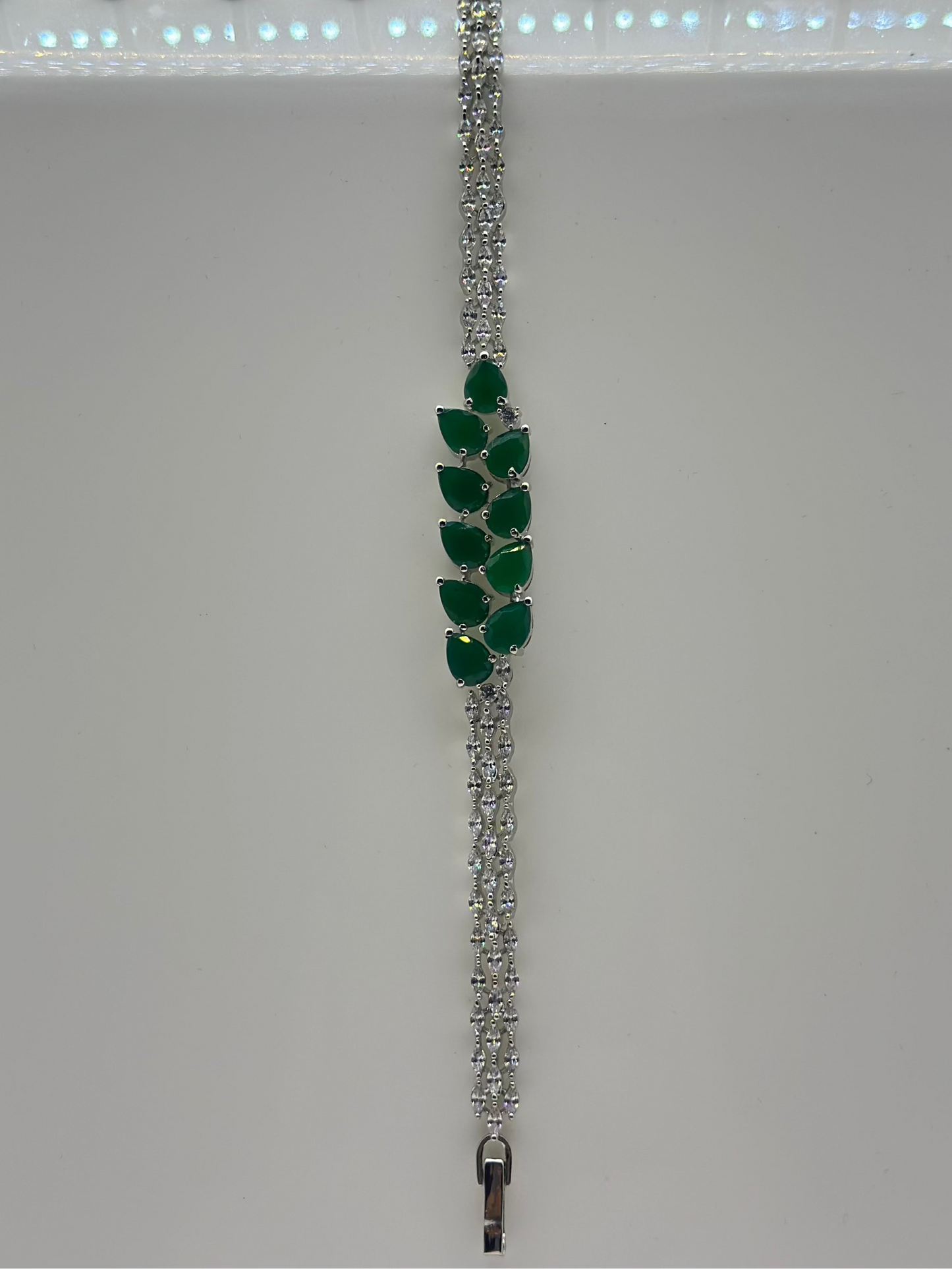 Diamond and Emerald Drop American diamond Bracelet