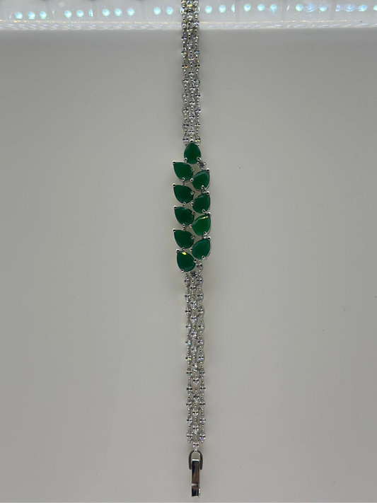Diamond and Emerald Drop  American diamond Bracelet