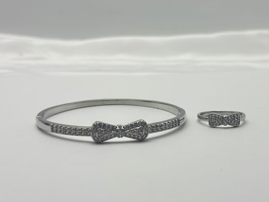 Diamond Bow Bangle and Ring  American diamond Set