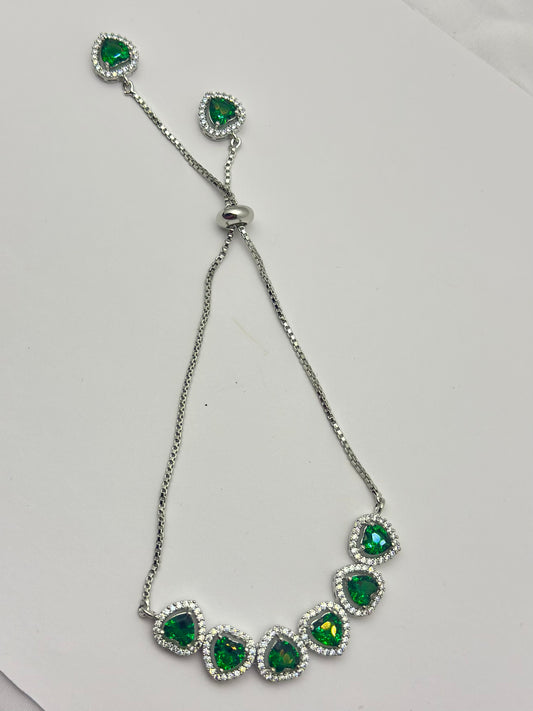 Emerald Halo Elegance American diamond Bracelet