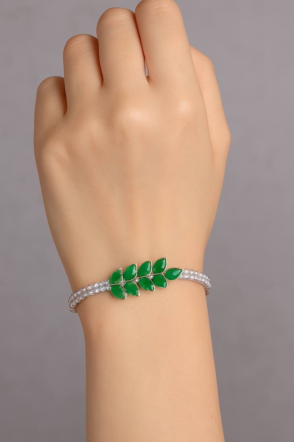 Diamond and Emerald Drop American diamond Bracelet