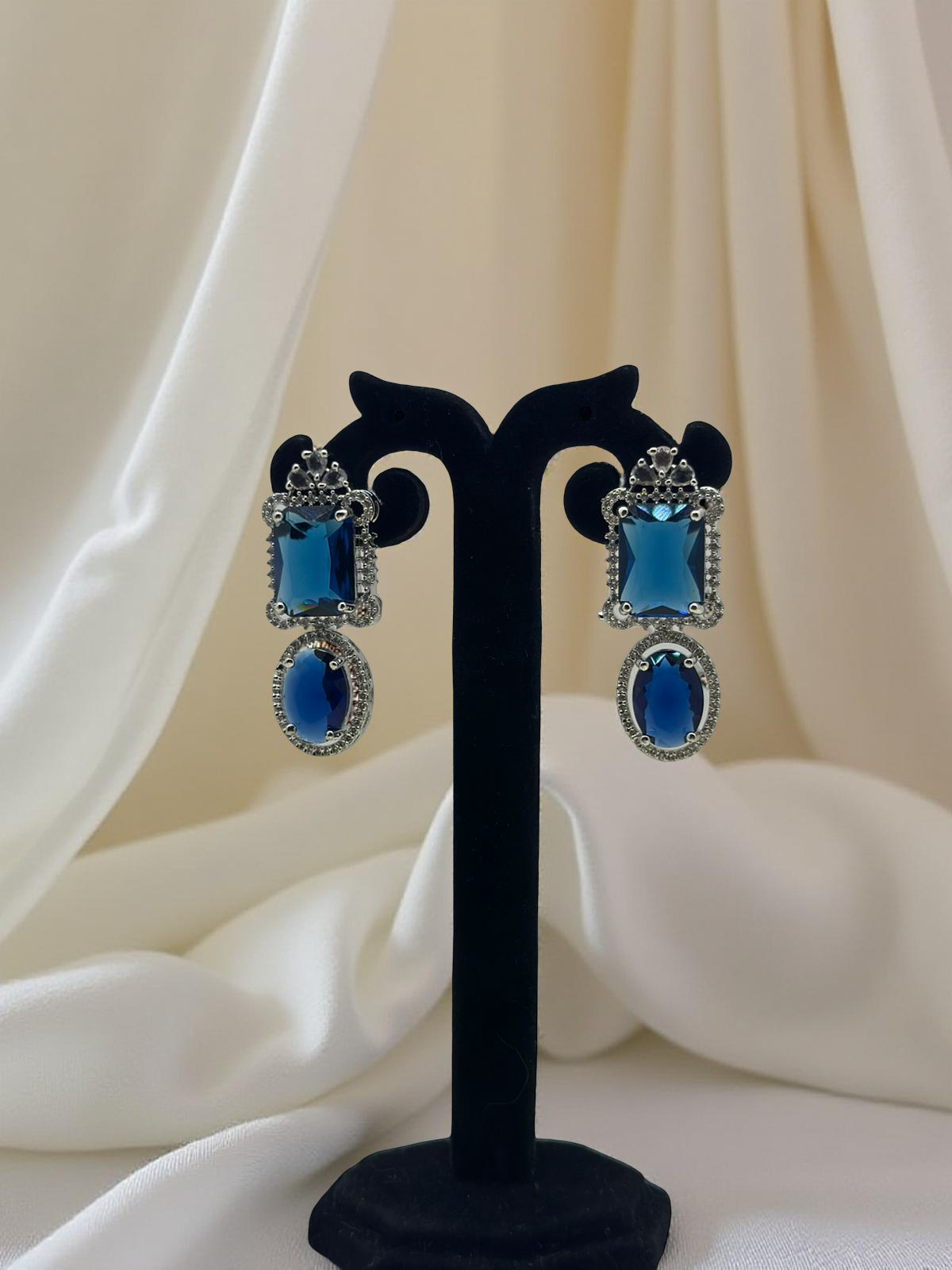 Midnight Sapphire Drop American diamond Earring