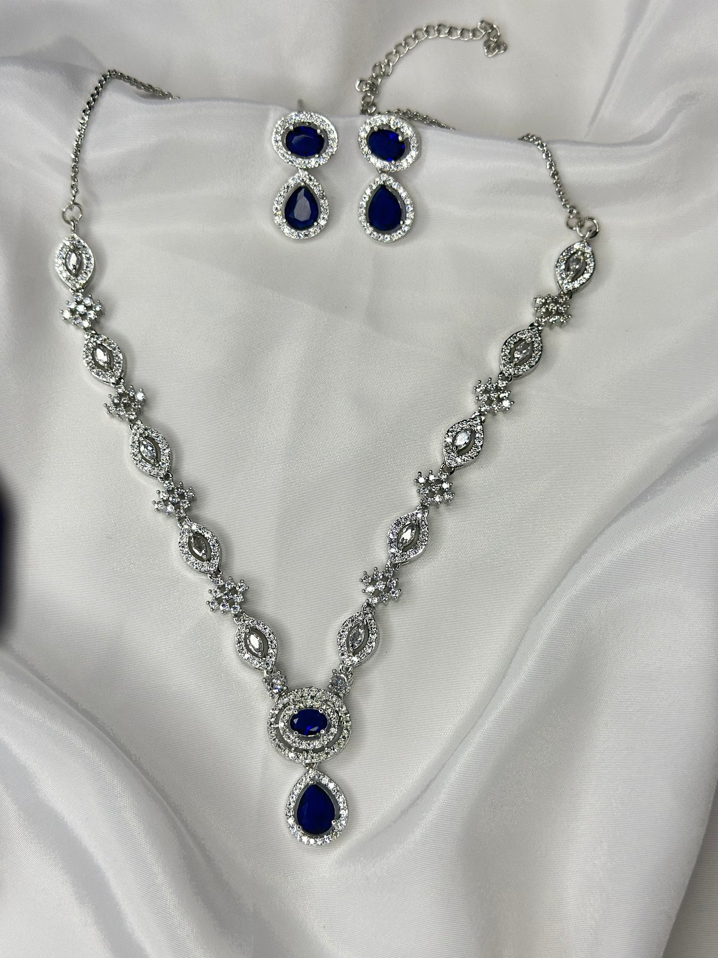 Midnight Sapphire Elegance American Diamond Set