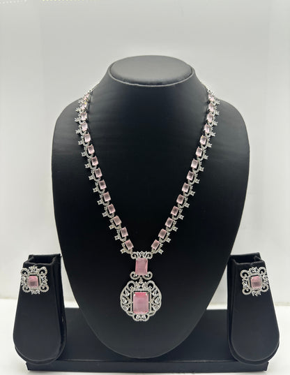Rose Quartz Necklace & Earring Set
