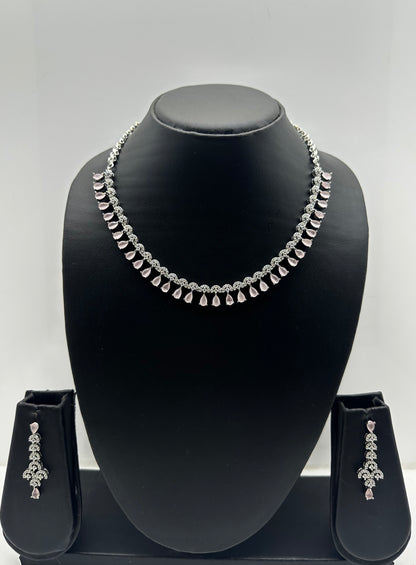 Pink Elegance AD Jewellery Set