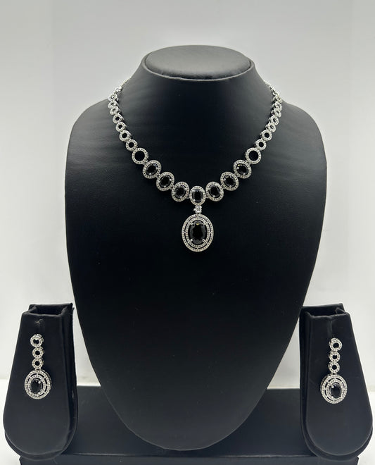 Onyx Elegance – Black Stone Necklace & Earring Set