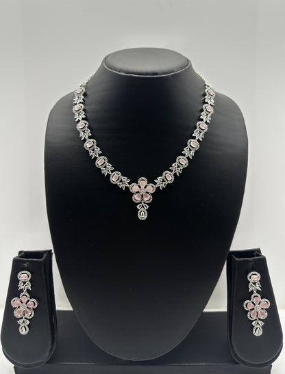 Blush Bloom AD Necklace & Earring Set