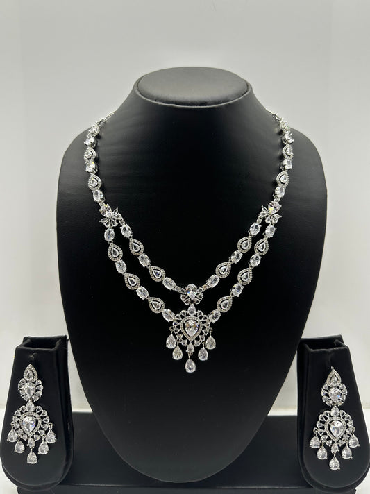 Teardrop Diamond Necklace & Earring Set