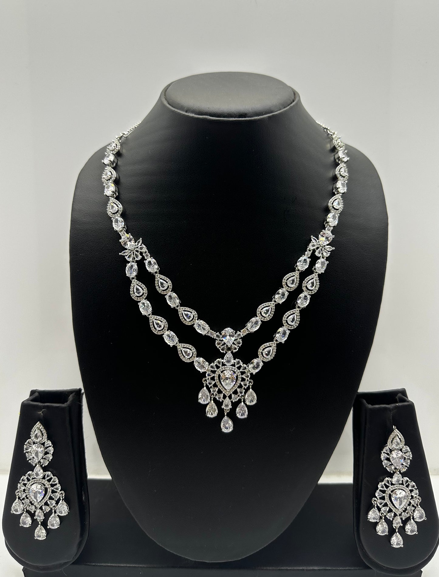 Teardrop Diamond Necklace & Earring Set