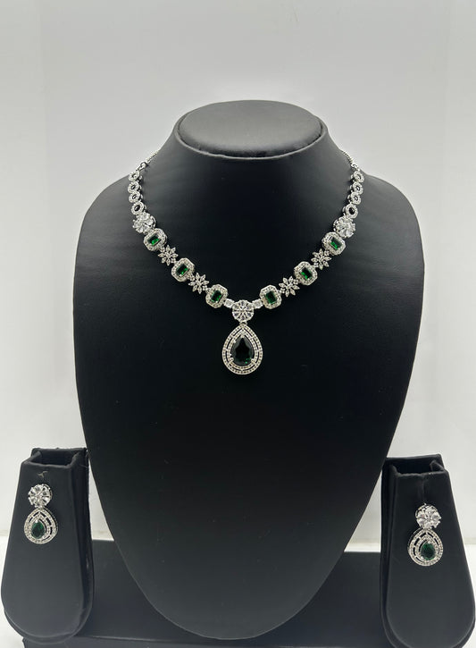 Emerald Elegance Diamond Necklace Set