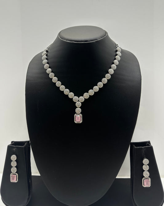 Plum Radiance AD Necklace & Earring Set