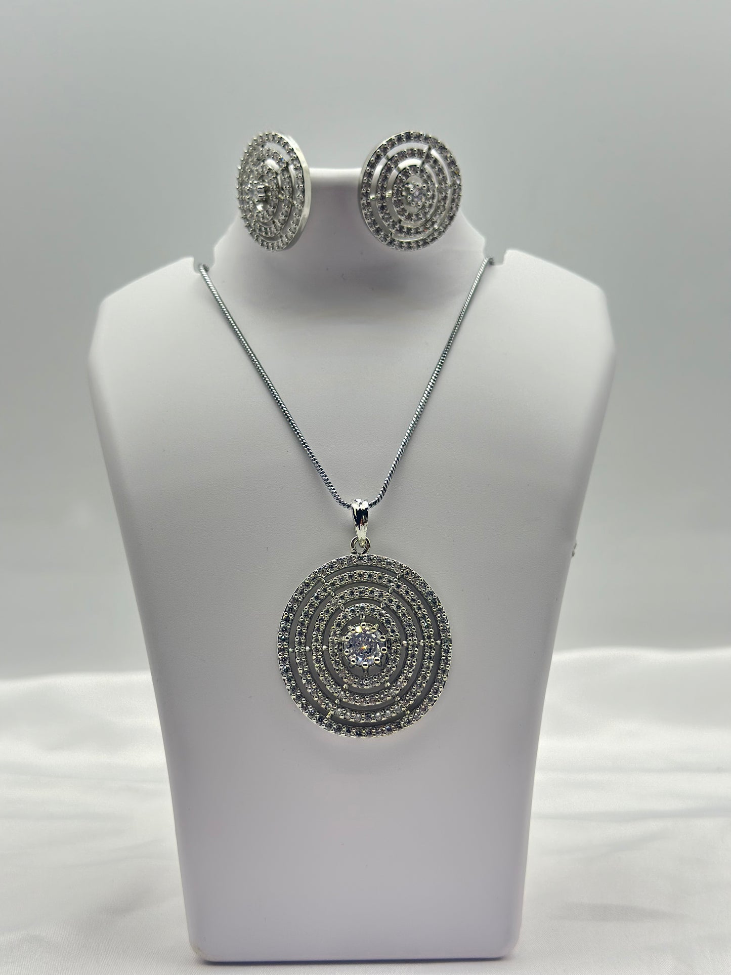 Celestial  Circle American diamond Pendant Set