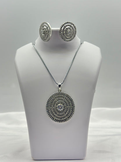 Celestial  Circle American diamond Pendant Set