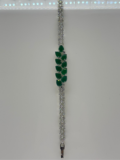 Diamond and Emerald Drop  American diamond Bracelet