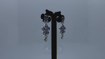 Sapphire Floral Necklace and Earrings Set.